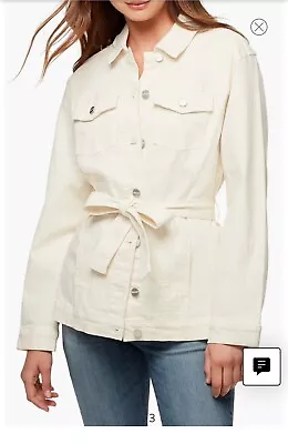 Sanctuary Jessa Jean Jacket In Moonstone Beige Size Small Tie Waist New With Tag • $40