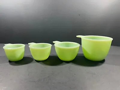 Vintage Gooseberry Patch Jadeite Measuring Cup Set - 1c 1/2c 1/3c 1/4 - RARE  • $99.99