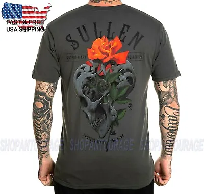 Sullen Rosa SCM2922 New Short Sleeve Graphic Tattoo Skull & Rose T-shirt For Men • $36.50