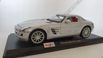MAISTO 1:18 Scale Mercedes Benz SLS AMG In Silver - Diecast Model Car • $48.43