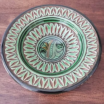 VTG Moroccan Safi Hand Painted Ceramic Redware 6  BOWL Wall Art Pottery SIGNED • $22