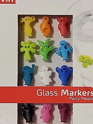 $7.99 • Buy Vacu Vin Party People Wine Drinking Glass Markers - Set Of 12 Silicone Figures