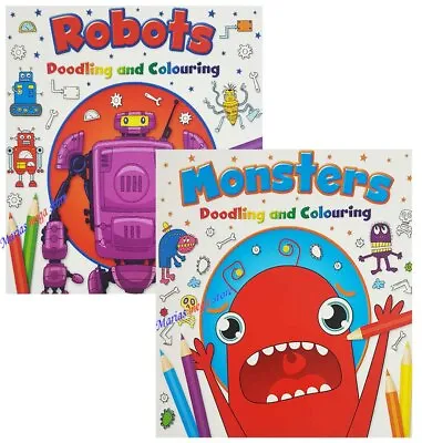 Childrens Doodle Colouring Activity Books Book For Kids Boys Girls 24-48 Pages • £3.49