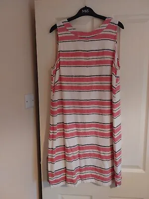 Marks And Spencer Striped Shift Dress Size 14 • £6.99