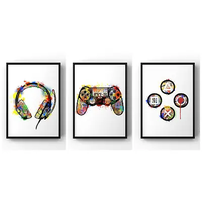 Gaming Prints Boys Bedroom Decor Gamer Poster Games Room Wall Art Teen Gifts • £3.16