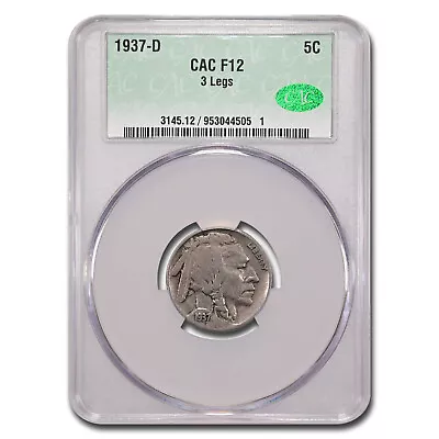 1937-D 3-Legged Buffalo Nickel Fine-12 CACG • $886.63