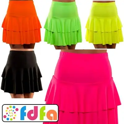 Wicked 1980s 80's Neon Colours Ra Ra Skirt Ladies Fancy Dress Costume • £7.99