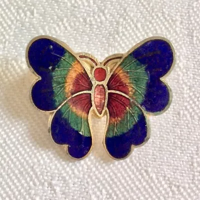 Vintage Dainty Blue-Multi Enamel Butterfly Brooch • £4.99