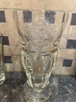 Steak N Shake Embossed Heavy Glass Malt Milkshake Soda Fountain 8 1/4  Tall • $14