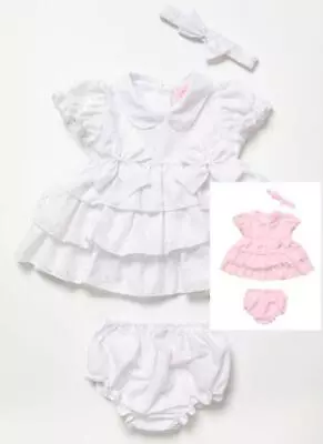 Baby Girl Spanish Romany Tiered Dress Pants Set Pink White Broderie Anglaise Abg • £12.95