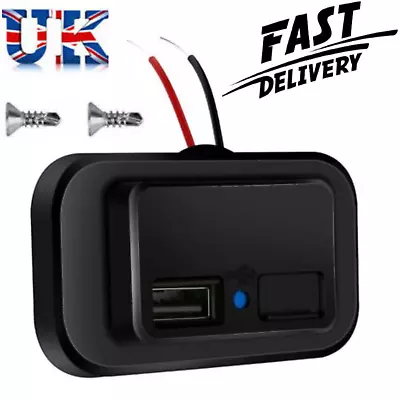 12V-24V Dual USB Car Charger 2Port Adapter Power Socket Charging Panel Mount • £5.50