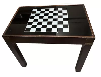 Games Side Table Solid Mahogany Backgammon Chess Cards Reversable Green Felt • £89.99