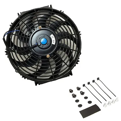 $39.99 • Buy 12″ Inch Universal Slim Fan Push Pull Electric Radiator Cooling 12V + Mount Kit