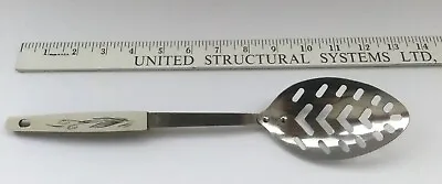 Vintage ASHTON Stainless Steel Slotted Serving Spoon USA 12  Wheat Emblem Handle • $15