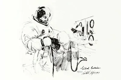 Apollo 11 Astronaut Michael Collins Signed Artist Paul Calle Suiting Up Print • $399