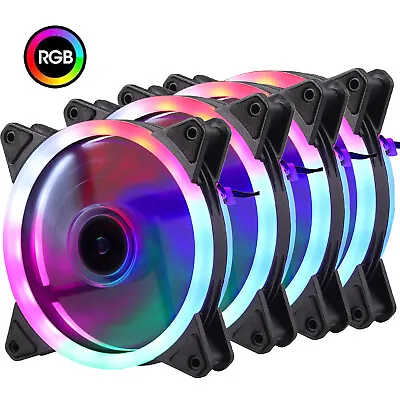 4X RGB LED Cooling Fan Quiet Computer Case For PC USB Cooler 1200 RPM • $33.95