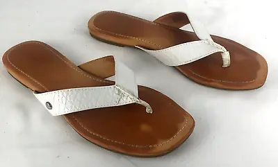 Ugg Leather Tuolumne Flip Flop Thong Sandals Women's Size 9 White 1111074 Logo • $29.74