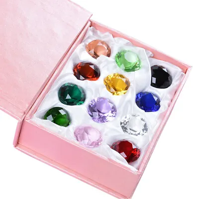 $10.21 • Buy Set 12 Colorful Crystal Diamond Glass Paperweight Art Giant Wedding Decor 25MM
