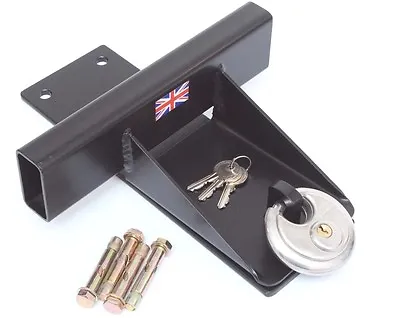 BLACK 6030 Garage Door DEFENDER Security Lock + 70mm Discus Padlock & Fixings • £30.32