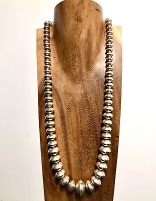 Vintage Sterling Navajo Pearls Bench Beads Necklace 139g 29  Old Pawn Signed LY • $599.99