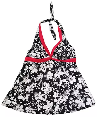 Liz Lange Maternity Tankini Top Women's Small Black Red For Target Halter Padded • $14.97