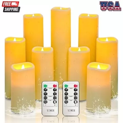 LED Pillars Candles Electric Fake Candle Set Of 9 Waterproof Flameless Candles • $21.20