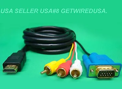 Usa Seller. HDMI TO RCA VGA MONITOR ADAPTER CABLE COMPUTER TV VIDEO CONNECTOR • $17.95