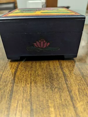 Enchanted World Of Boxes American Lotus Flower Wooden Trinket Box • $25