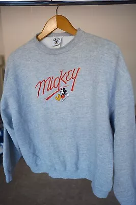 Vintage Mickey Mouse Walt Disney Sweatshirt Crewneck Size XL Made In USA Gray • $39.99