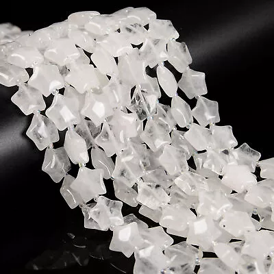 Natural Clear Quartz Five-Pointed Star Shape Beads Size 15mm 15.5'' Strand • $15.29