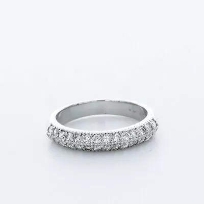 0.5 Ct Natural Diamonds F/vs2 Round Cut 14k White Gold Pave Vintage Wedding Ring • $1068.48