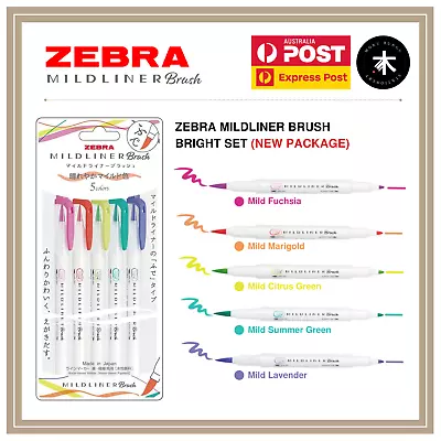 $16.70 • Buy Zebra Mildliner Double-Sided Brush Pen - Bright - 5 Colour Set (New)