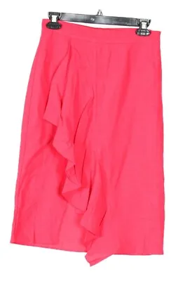 Zara Women’s Skirt Small Pink A Line Ruffles Linen Blend High Waist Knit • $16.99