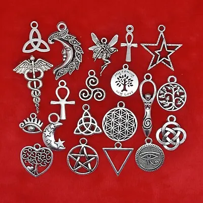 Tibetan Silver Pagan Symbols Wiccan Wicca Celtic Witchcraft Charms Pendants • £2.49