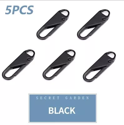 £3.89 • Buy 5 X Black Zipper Slider Pull Fix Repair Replacement Puller Clip