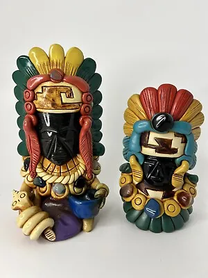 Vintage Obsidian Glass Mayan Aztec Sculpture Figurines • $200