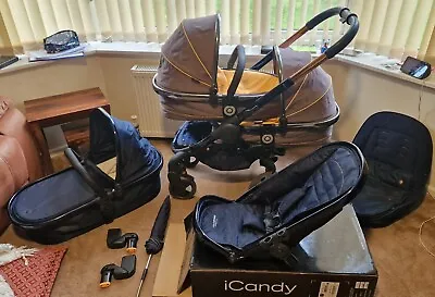 ICandy Peach Designer Midnight Edition DC Pram & Twin Pram Loads Of Extras • £249