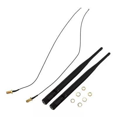 2 X 6dBi 2.4GHz 5GHz Dual Band WiFi RP-SMA Antenna + 2 X 35cm U.fl / IPEX Cablh • $7.92