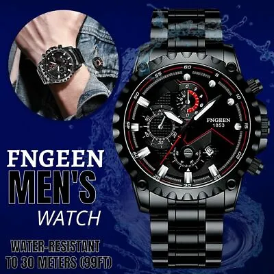 $15.99 • Buy FNGEEN Waterproof Gold Men's Watch Classic Stainless Steel Quartz Business Gift