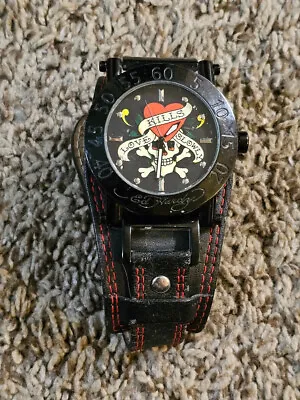 Mens All Black Love Kills Slowly Ed Hardy Quartz Wrist Watch. • $29