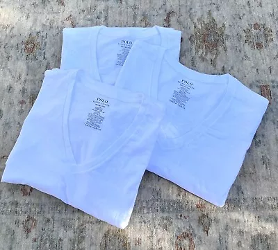 Bundle Of 3 Polo Ralph Lauren NWOT White V-Neck Tee Shirts Sz 3XL • $33