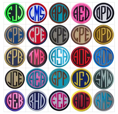 CUSTOM EMBROIDERED PATCH IRON & SEW ON Circle Round Font Name Initial Monogram • $11.98