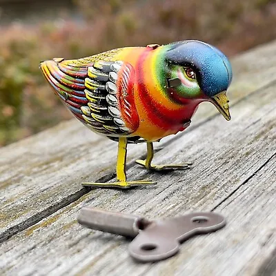 Vintage Tin Toy Mechanical Bird Made In Germany Works Original Key Included • $250