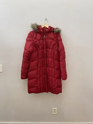 Eddie Bauer Lodge Down Duffle Red Long Puffer Quilted Coat XLT • $98