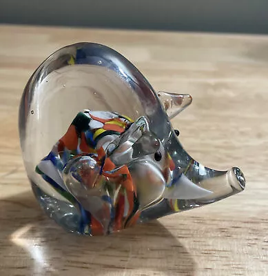 Murano Style Art Glass Elephant Sculpture Figure Paperweight Multicolored • $22.99