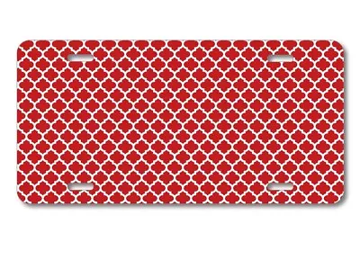 Aluminum License Plate - Red White Moroccan Lattice - Ships From USA • $18.99