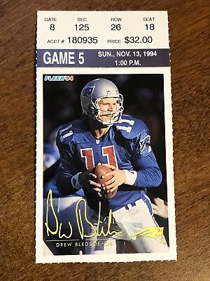 Drew Bledsoe Record 70 Passes In A Game Ticket Stub Vikings @ Patriots 11/13/94 • $19.99