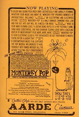 Monterey Pop Festival 1968 Film Flyer Center City Philadelphia-joplin/hendrix • $199.99