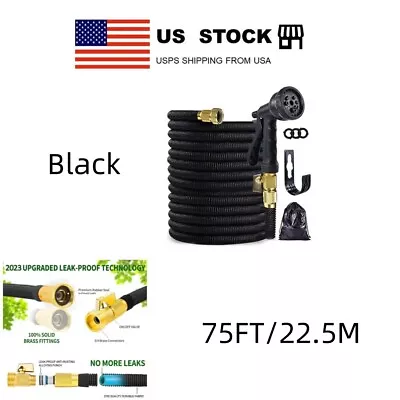 75 Ft Heavy Duty Expandable Garden Water Hose Durable Flexible Pipe Spray Nozzle • $24.64