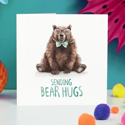 £2.99 • Buy Sending Bear Hugs Thinking Of You Card – Hand Painted And Printed In UK